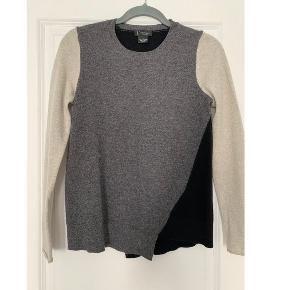 Bloomingdale's 100% 2-ply Cashmere Sweater - Black/Grey/Beige - Size Small - Picture 1 of 3